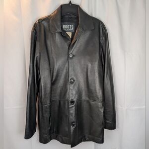 Roots Vintage Black Leather Jacket for Men Size S In GUC